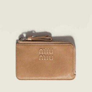 Miu Miu Logo Vitello Daino Leather Card Holder Wallet Pink